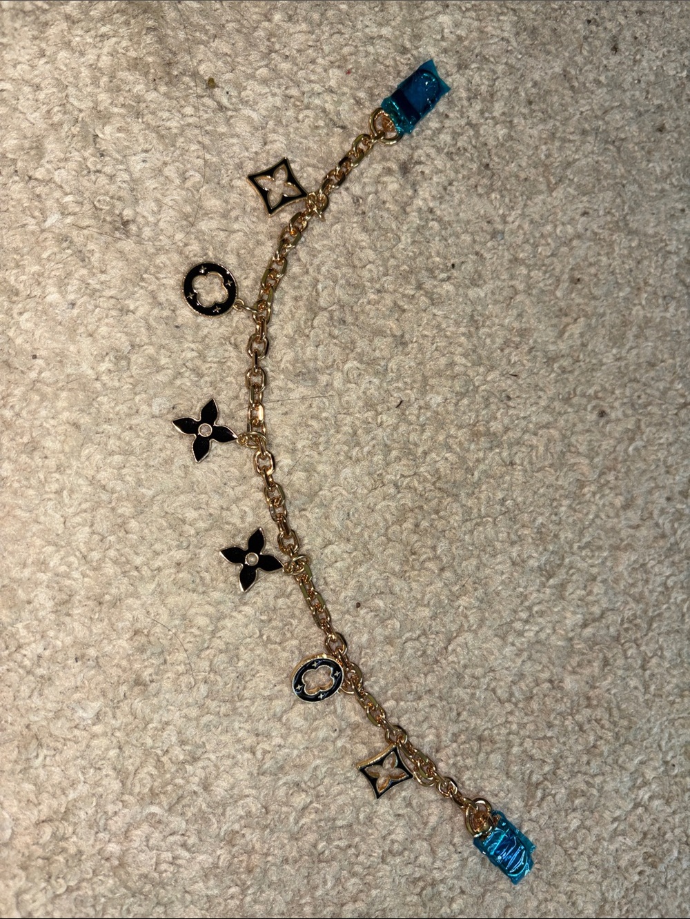 Gold look Bag Chain Charm with Black Enamel Accents